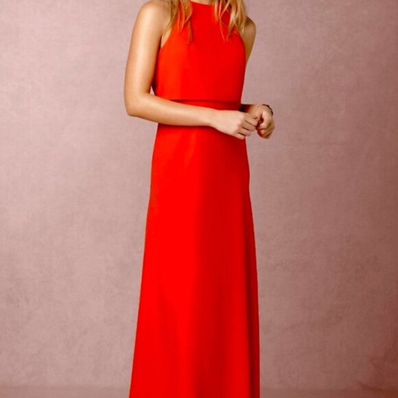 Jill Stuart Iva Crepe Maxi Dress in Tangerine Size 0 - Picture 1 of 12
